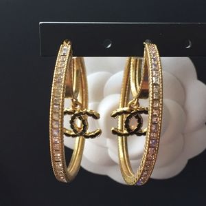 Authentic Chanel Crystal Hoops
